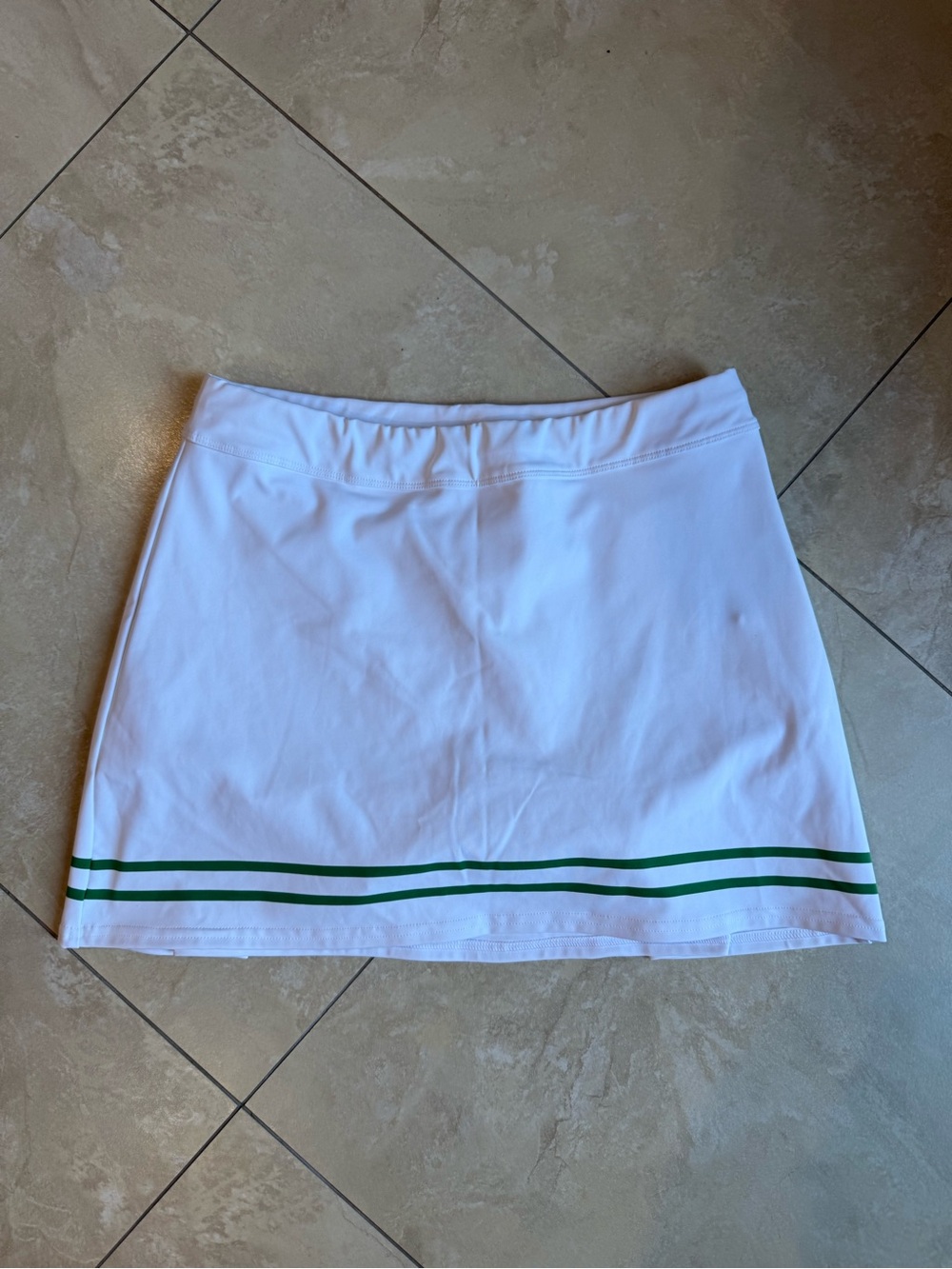 White Mini Skirt with Green Double Stripe